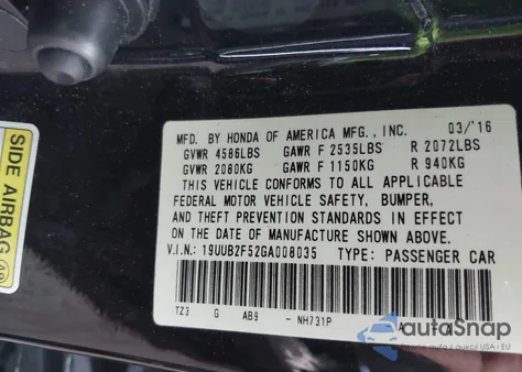 2016 Acura Tlx V6 Tech z USA, uszkodzony, nr VIN 19UUB2F52GA008035